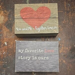 Bundle: 2 Rustic Wooden Love Quote Signs